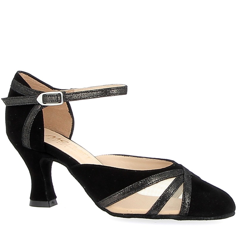 Buty do tanga, profesjonalne, czarna skóra zamszowa, Charma