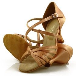 Dance shoes, professional, copper, light satin 01