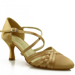 Dance shoes, professional, light nude satin 03C