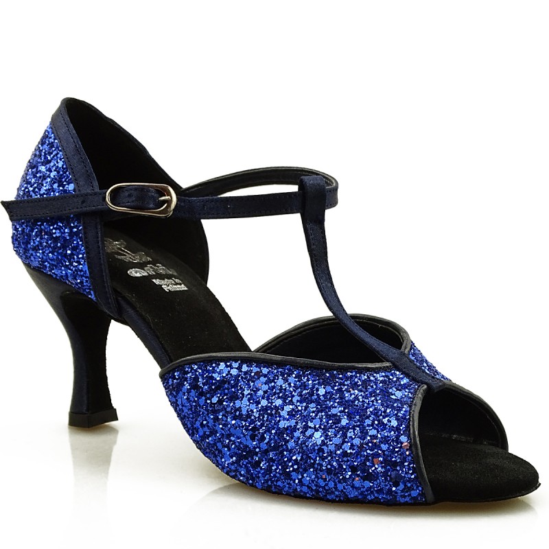 Dance shoes, professional, DL-01 blue glitter