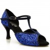 Dance shoes, professional, DL-01 blue glitter
