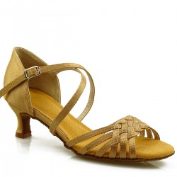 Dance shoes, professional, flesh-colored, dark satin 50