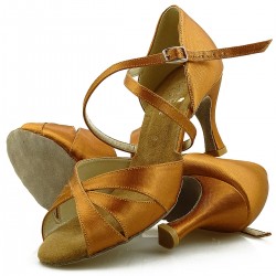 Dance shoes, professional, DL-28 satin flesh tan