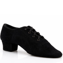 Buty do tańca, profesjonalne, latino, chłopięce, czarna skóra zamszowa DM 5207