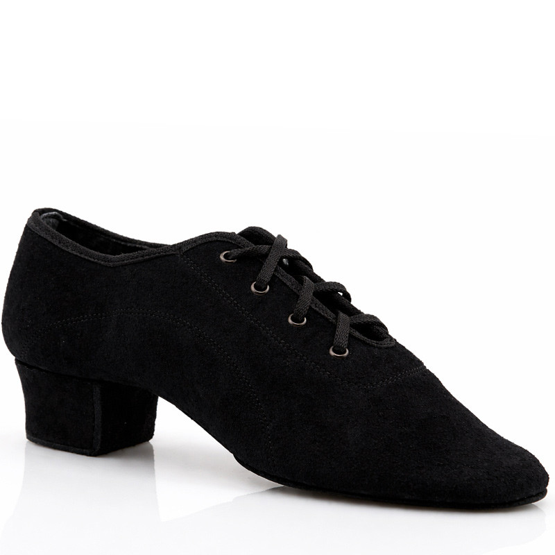 Boys' Professional Latin Dance Shoes, Black Suede Leather DM 5207