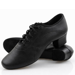 Men's Professional Latin Dance Shoes, Matte Black Leather DM 5207