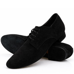 Men's Professional Ballroom Dance Shoes, Black Suede Leather DM 5102