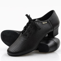 Buty do tańca, profesjonalne, damskie, treningowe, czarna skóra matowa DM 4003