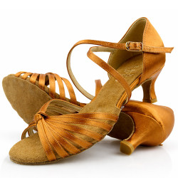 Dance shoes, professional, DL-9/7 satin flesh tan
