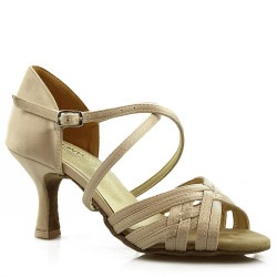 Dance shoes, professional, beige, light satin 03