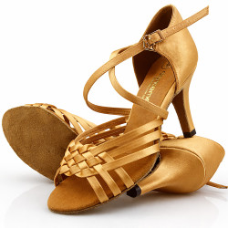 Buty do tańca, profesjonalne, damskie, DM-4212 Tan Satin