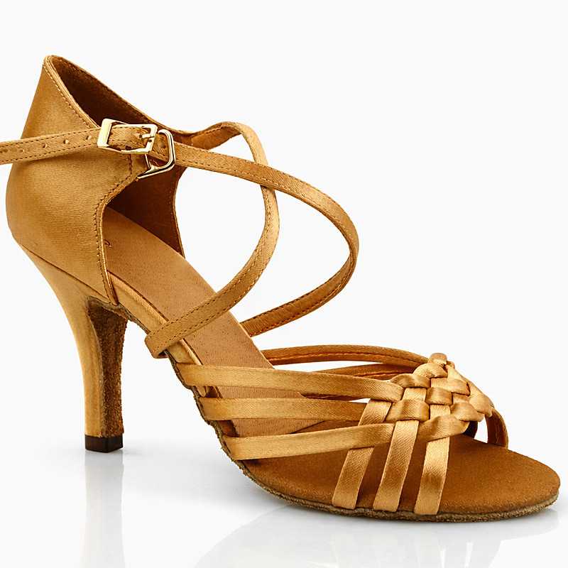 Buty do tańca, profesjonalne, damskie, DM-4212 5 Tan Satin Buty do tańca, profesjonalne, damskie, DM-4212 5 Tan Satin