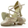 Dance shoes, professional, covered, gold champagne 03C