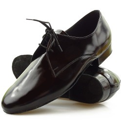 Dance shoes, professional, black leather gloss 23