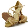 Buty do tańca, profesjonalne, cieliste, jasna satyna 03