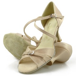 Dance shoes, professional, beige, light satin 33