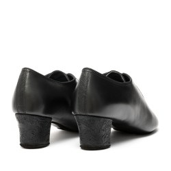 Dance shoes, professional, F33 - Black Calf/Black Fiori
