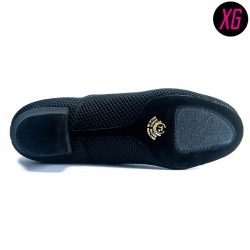 Dance shoes, professional, F33 - Black Calf/Black Fiori